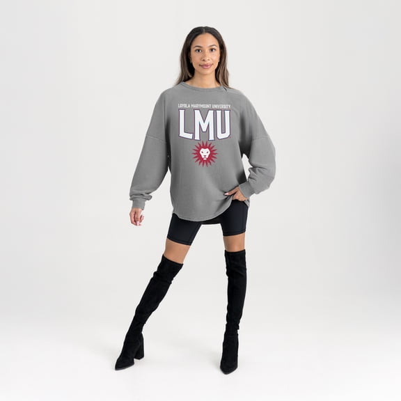 Women's Gameday Couture Gray Loyola Marymount Lions Oversized Pure Motion Corded Sweatshirt