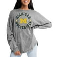 thumbnail image 1 of Women's Gameday Couture Gray Michigan Wolverines Playing Around Faded Wash Oversized Long Sleeve T-Shirt, 1 of 1