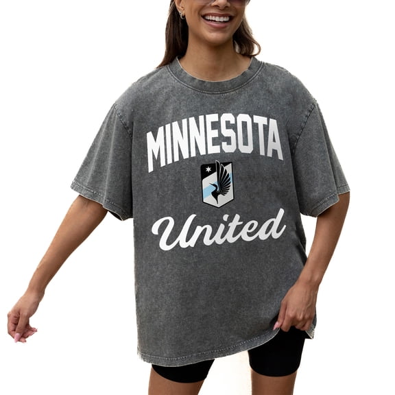 Women's Gameday Couture  Gray Minnesota United FC Tackle Titan Oversized Snow Wash T-Shirt