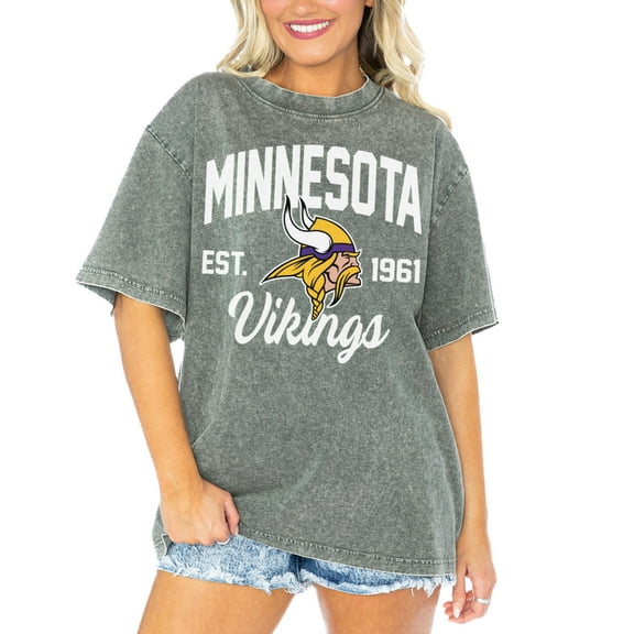 Women's Gameday Couture Gray Minnesota Vikings Tackle Titan Boyfriend Washed T-Shirt