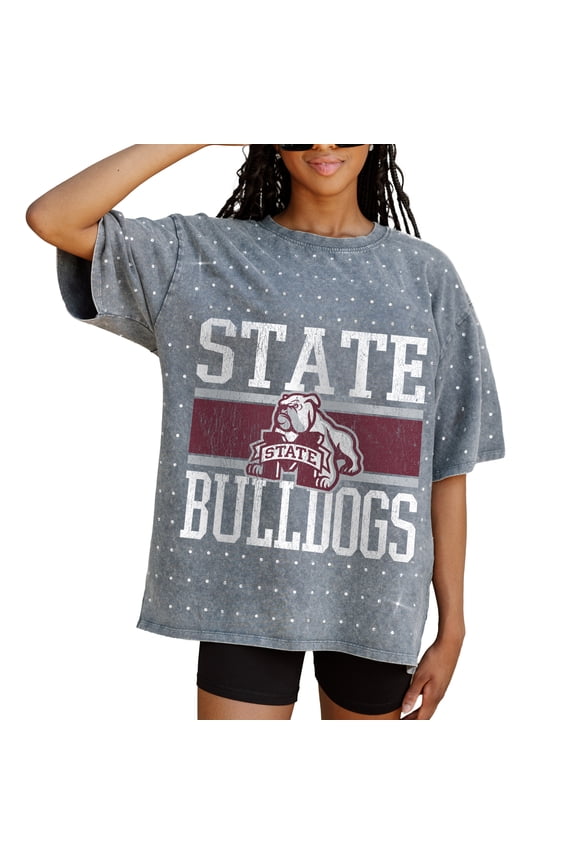 Women's Gameday Couture Gray Mississippi State Bulldogs On the Ball Oversized T-Shirt