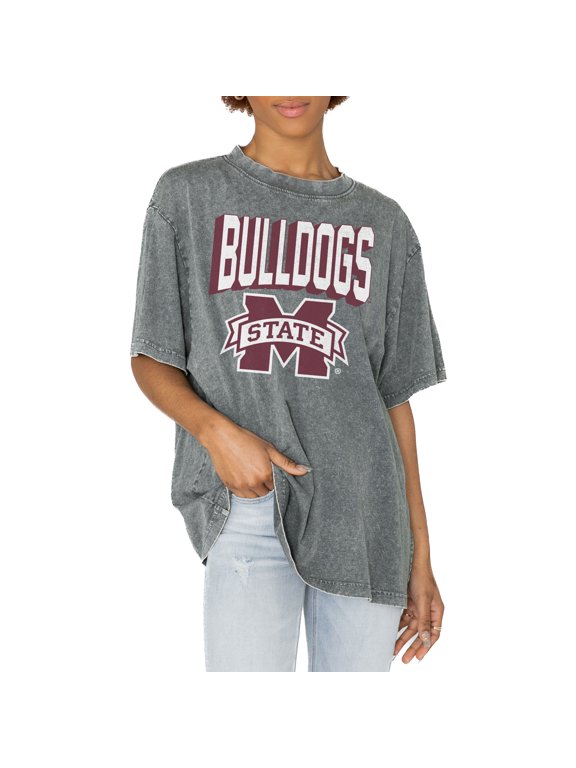 Women's Gameday Couture Gray Mississippi State Bulldogs Solid Defense Oversized T-Shirt