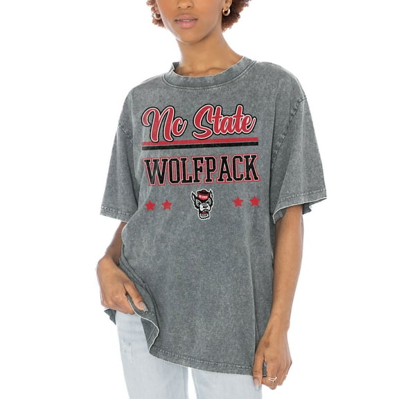 Women's Gameday Couture Gray NC State Wolfpack Here To Play Oversized T-Shirt