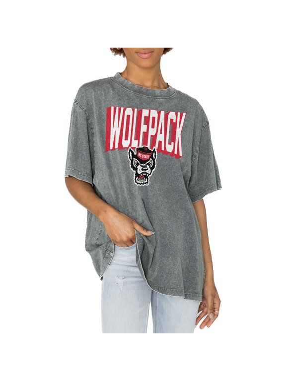Women's Gameday Couture Gray NC State Wolfpack Solid Defense Oversized T-Shirt