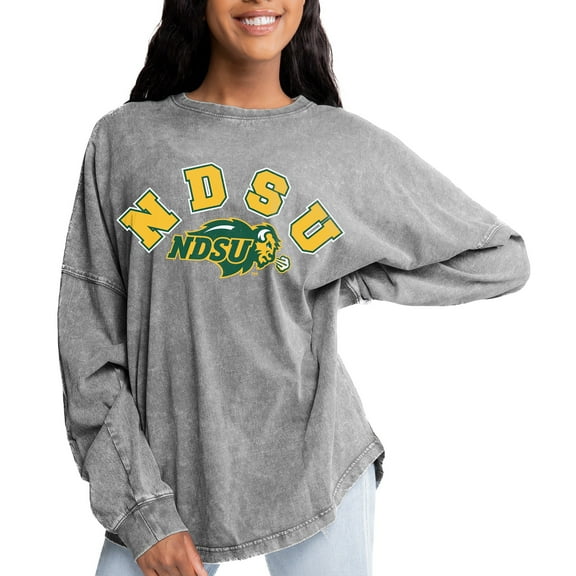 Women's Gameday Couture Gray NDSU Bison Faded Wash Pullover Sweatshirt