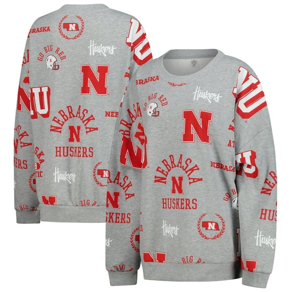 Women's Gameday Couture Gray Nebraska Huskers Always on Repeat Fleece Sweatshirt