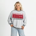 thumbnail image 1 of Women's Gameday Couture Gray Nebraska Huskers Oversized Showdown Ringer Stripe Sweatshirt, 1 of 6