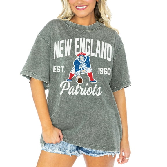 Women's Gameday Couture  Gray New England Patriots Tackle Titan Boyfriend Washed T-Shirt