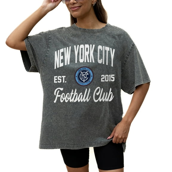 Women's Gameday Couture  Gray New York City FC Tackle Titan Oversized Snow Wash T-Shirt