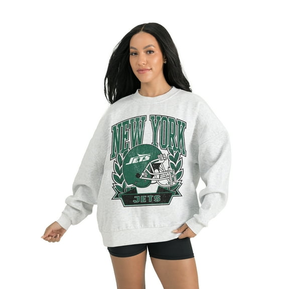 Women's Gameday Couture Gray New York Jets Heritage Premium Fleece Pullover Sweatshirt