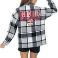 thumbnail image 1 of Women's Gameday Couture  Gray New York Red Bulls Fieldside Fun Plaid Button-Up Long Sleeve Overshirt, 1 of 3
