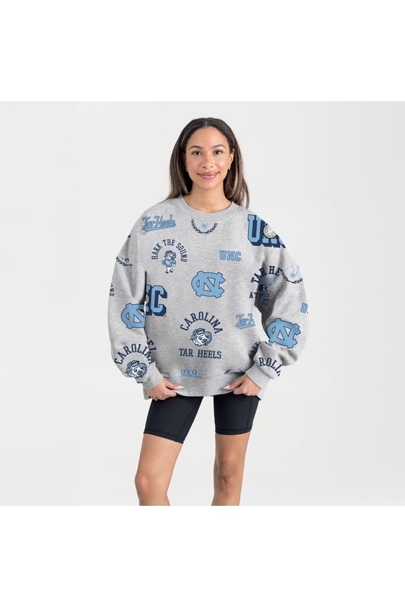 Women's Gameday Couture Gray North Carolina Tar Heels Always on Repeat Fleece Sweatshirt
