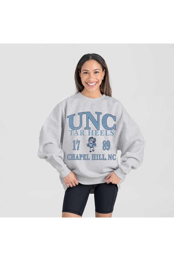 Women's Gameday Couture Gray North Carolina Tar Heels Established Premium Fleece Drop Pullover Sweatshirt