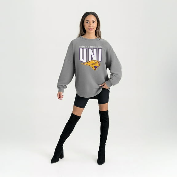 Women's Gameday Couture Gray Northern Iowa Panthers Oversized Pure Motion Corded Sweatshirt