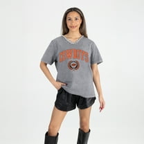 Women's Gameday Couture Gray Oklahoma State Cowboys Iconic Edge Rhinestone V-Neck T-Shirt