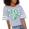 thumbnail image 1 of Women's Gameday Couture Gray Oregon Ducks No Shortcuts Drop Shoulder Sleeve Stripe Cropped T-Shirt, 1 of 1