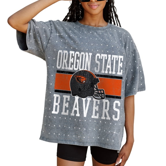 Women's Gameday Couture Gray Oregon State Beavers On the Ball Oversized T-Shirt