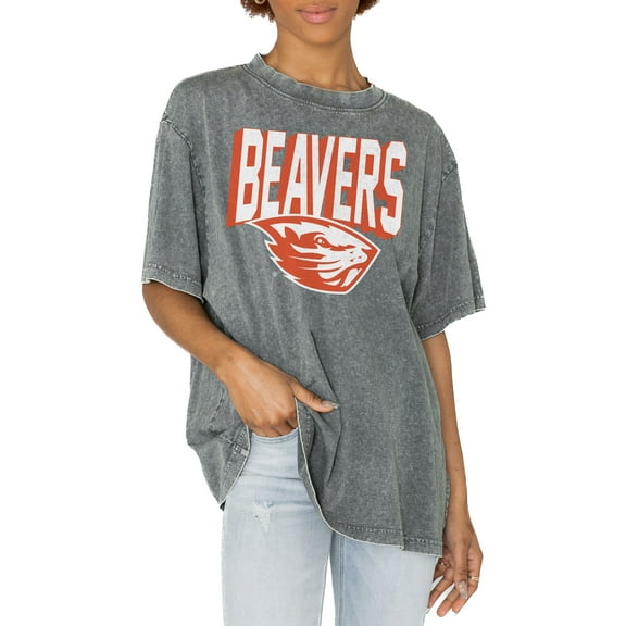 Women's Gameday Couture Gray Oregon State Beavers Solid Defense Oversized T-Shirt