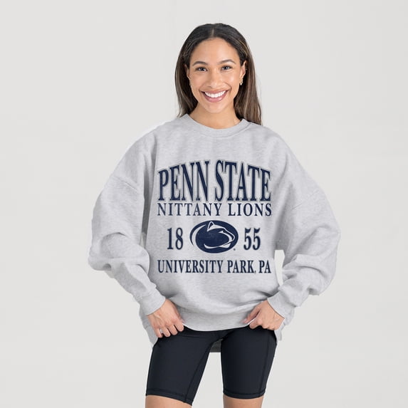 Women's Gameday Couture Gray Penn State Nittany Lions Established Premium Fleece Drop Pullover Sweatshirt