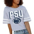 thumbnail image 1 of Women's Gameday Couture Gray Penn State Nittany Lions No Shortcuts Drop Shoulder Sleeve Stripe Cropped T-Shirt, 1 of 1