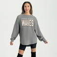 thumbnail image 1 of Women's Gameday Couture Gray Pepperdine Waves Oversized Pure Motion Corded Sweatshirt, 1 of 4
