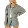 thumbnail image 1 of Women's Gameday Couture  Gray Philadelphia Eagles Oversized Long Pass Button-Up Shacket, 1 of 2