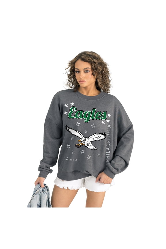 Women's Gameday Couture Gray Philadelphia Eagles Ready to Rumble Premium Fleece Pullover Sweatshirt