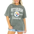 thumbnail image 1 of Women's Gameday Couture  Gray Pittsburgh Steelers Tackle Titan Boyfriend Washed T-Shirt, 1 of 2