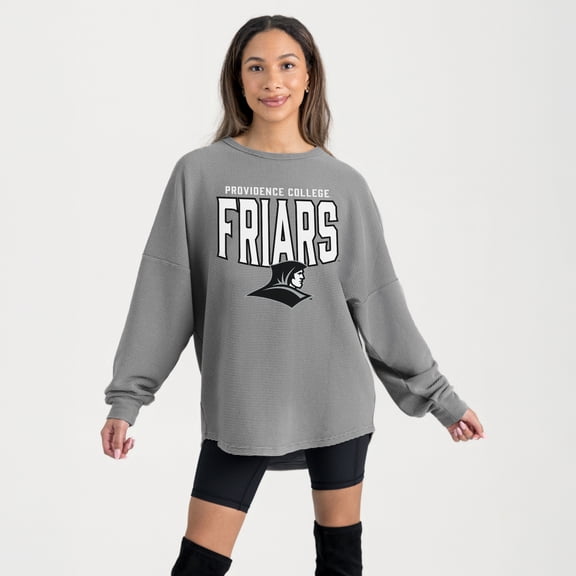 Women's Gameday Couture Gray Providence Friars Oversized Pure Motion Corded Sweatshirt