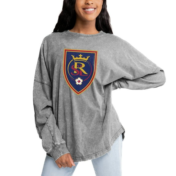 Women's Gameday Couture Gray Real Salt Lake Faded Wash Pullover Sweatshirt