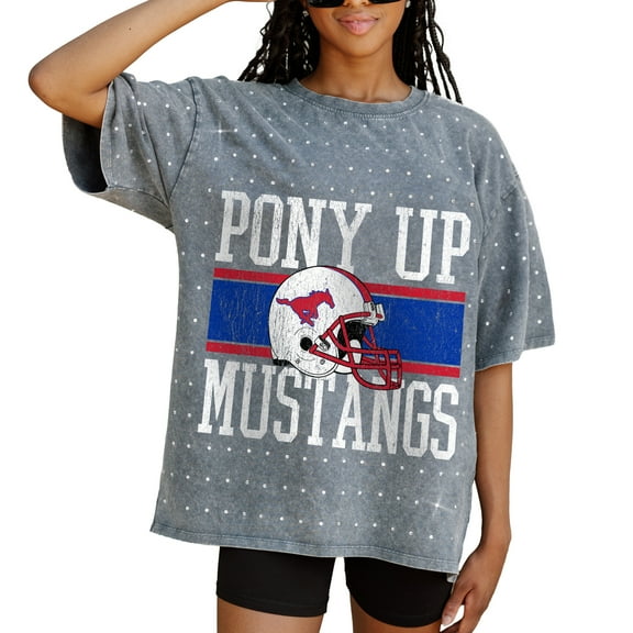 Women's Gameday Couture Gray SMU Mustangs On the Ball Oversized T-Shirt
