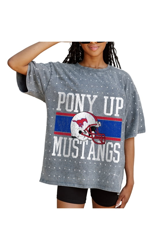 Women's Gameday Couture Gray SMU Mustangs On the Ball Oversized T-Shirt