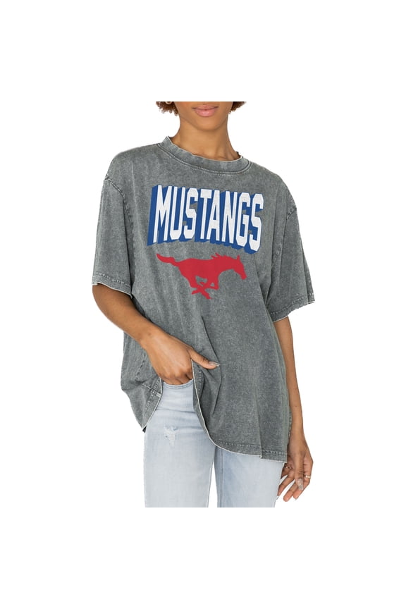 Women's Gameday Couture Gray SMU Mustangs Solid Defense Oversized T-Shirt