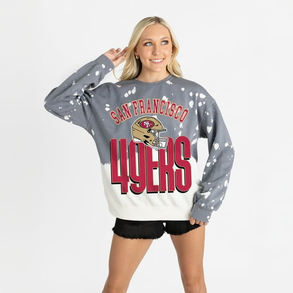 Women's Gameday Couture Gray San Francisco 49ers Arch Rivals Faded Wash Sweatshirt