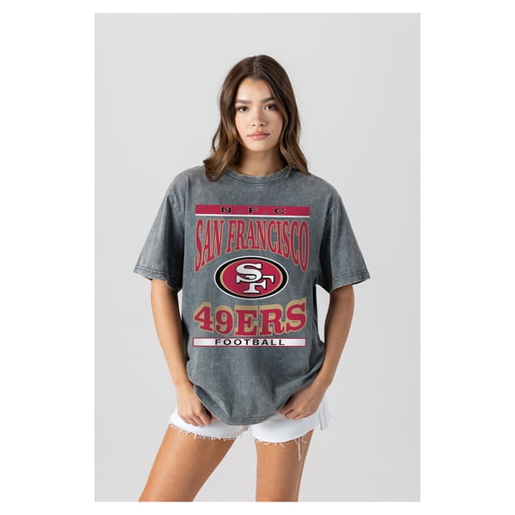 Women's Gameday Couture Gray San Francisco 49ers Oversized Classic Grind Washed T-Shirt