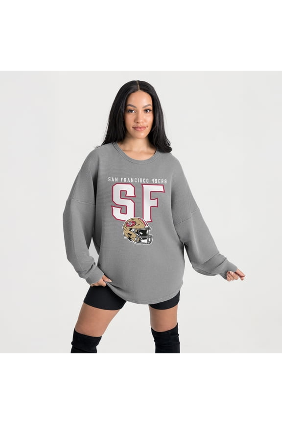 Women's Gameday Couture Gray San Francisco 49ers Oversized Pure Motion Corded Sweatshirt