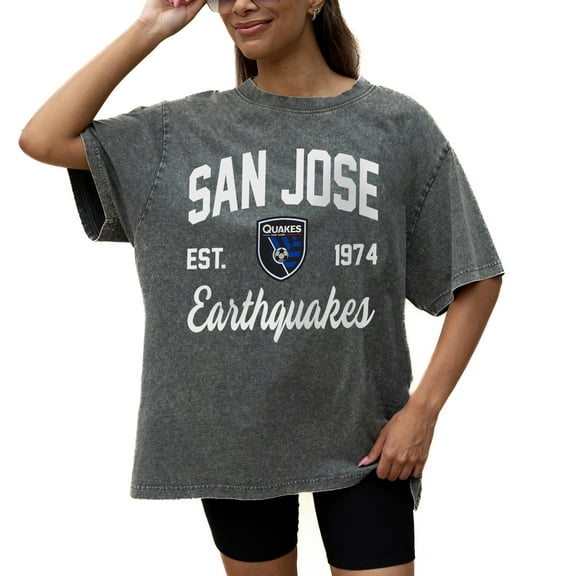 Women's Gameday Couture  Gray San Jose Earthquakes Tackle Titan Oversized Snow Wash T-Shirt