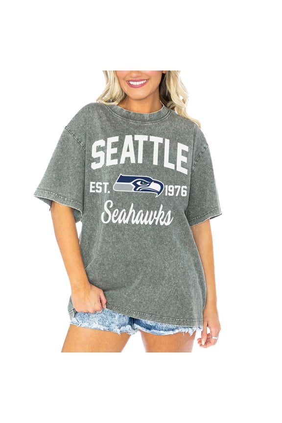 Women's Gameday Couture  Gray Seattle Seahawks Tackle Titan Boyfriend Washed T-Shirt