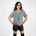 thumbnail image 1 of Women's Gameday Couture  Gray Seattle Sounders FC Relaxed Iconic Edge Rhinestone V-Neck T-Shirt, 1 of 7