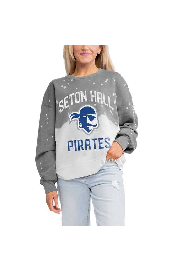 Women's Gameday Couture Gray Seton Hall Pirates Twice As Nice Faded Crewneck Sweatshirt