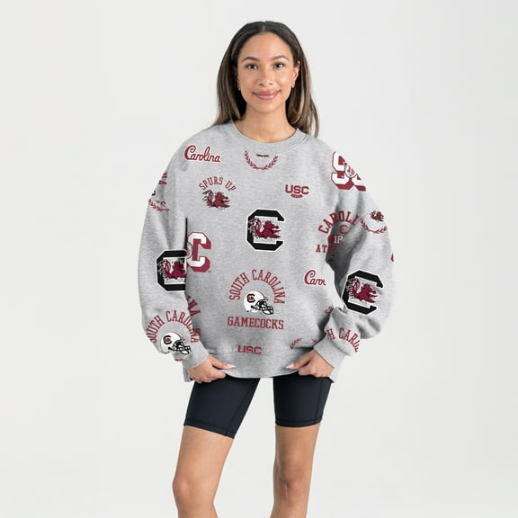 Women's Gameday Couture Gray South Carolina Gamecocks Always on Repeat Fleece Sweatshirt