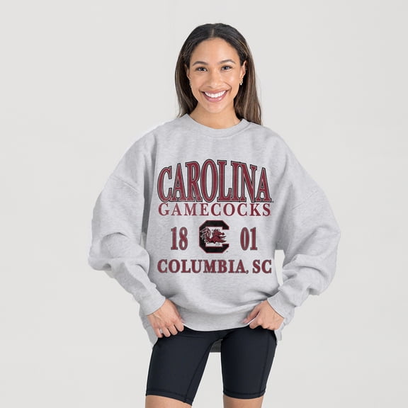 Women's Gameday Couture Gray South Carolina Gamecocks Established Premium Fleece Drop Pullover Sweatshirt