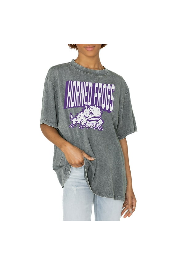 Women's Gameday Couture Gray TCU Horned Frogs Solid Defense Oversized T-Shirt