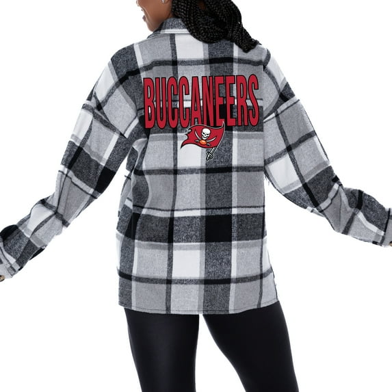 Women's Gameday Couture Gray Tampa Bay Buccaneers Fieldside Fun Plaid Button-Up Overshirt