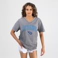 thumbnail image 1 of Women's Gameday Couture Gray Tennessee Titans Relaxed Iconic Edge Rhinestone V-Neck T-Shirt, 1 of 4
