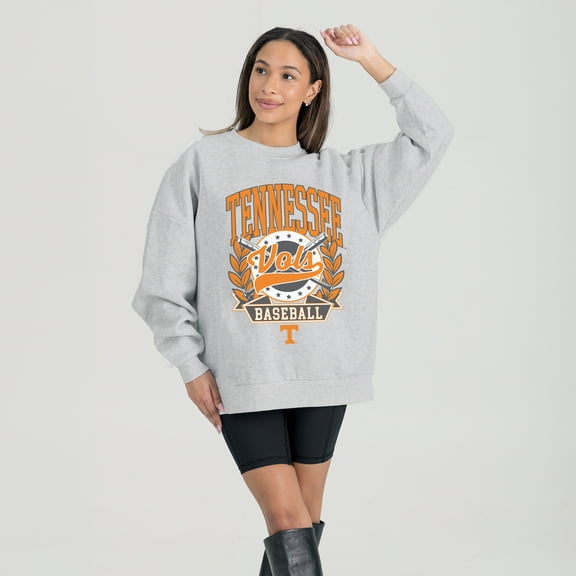 Women's Gameday Couture Gray Tennessee Volunteers Baseball Premium Fleece Drop Pullover Sweatshirt