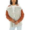 thumbnail image 1 of Women's Gameday Couture Gray Texas Longhorns Vintage Wash Corduroy Full-Snap Hooded Shacket, 1 of 2