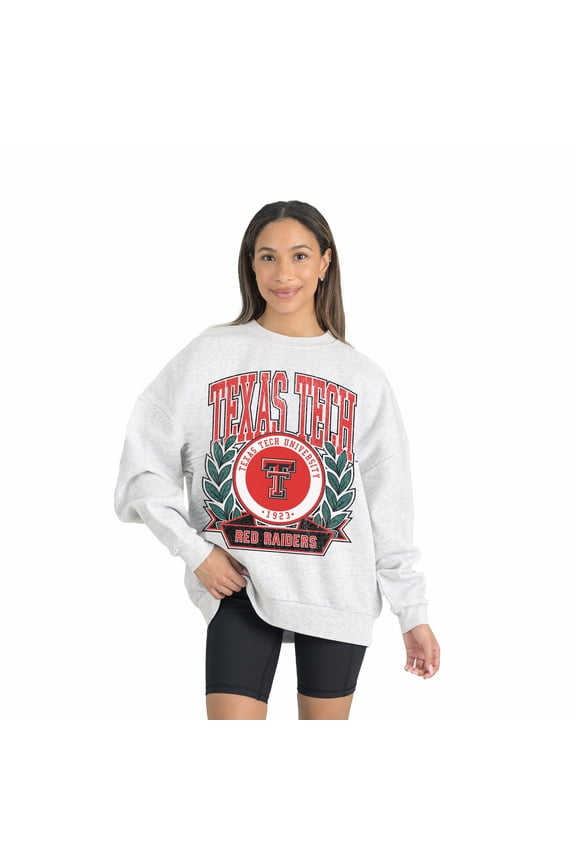 Women's Gameday Couture Gray Texas Tech Red Raiders Premium Fleece Drop Shoulder Oversized Pullover Sweatshirt
