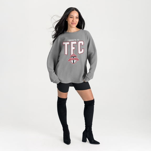 Women's Gameday Couture  Gray Toronto FC Oversized Pure Motion Corded Sweatshirt
