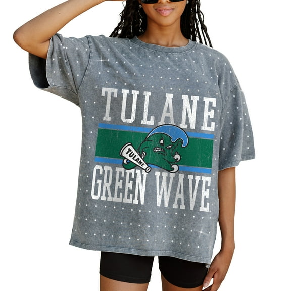 Women's Gameday Couture Gray Tulane Green Wave On the Ball Oversized T-Shirt